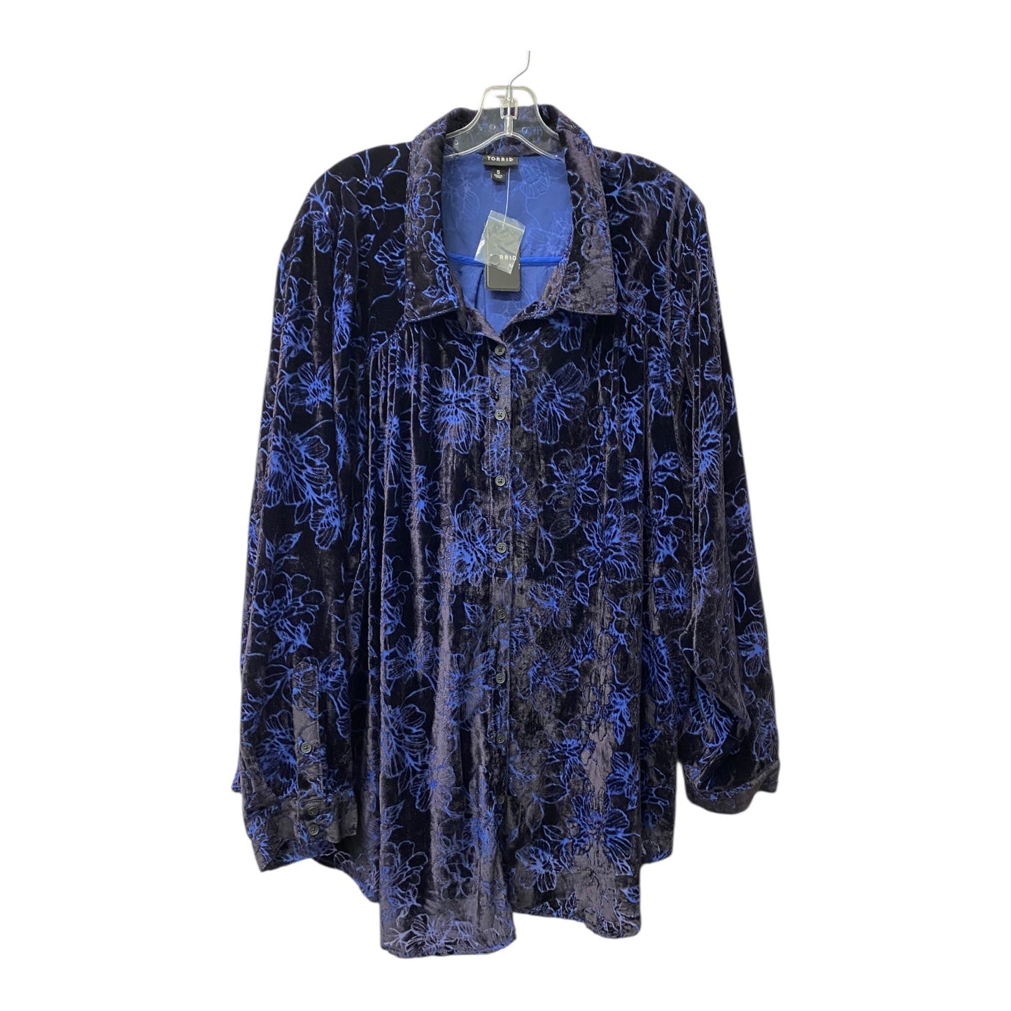 Blouse Ls By Torrid In Blue, Size:6