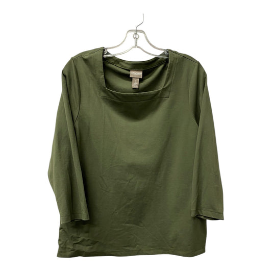 Top 3/4 Sleeve By Chicos In Green, Size:L