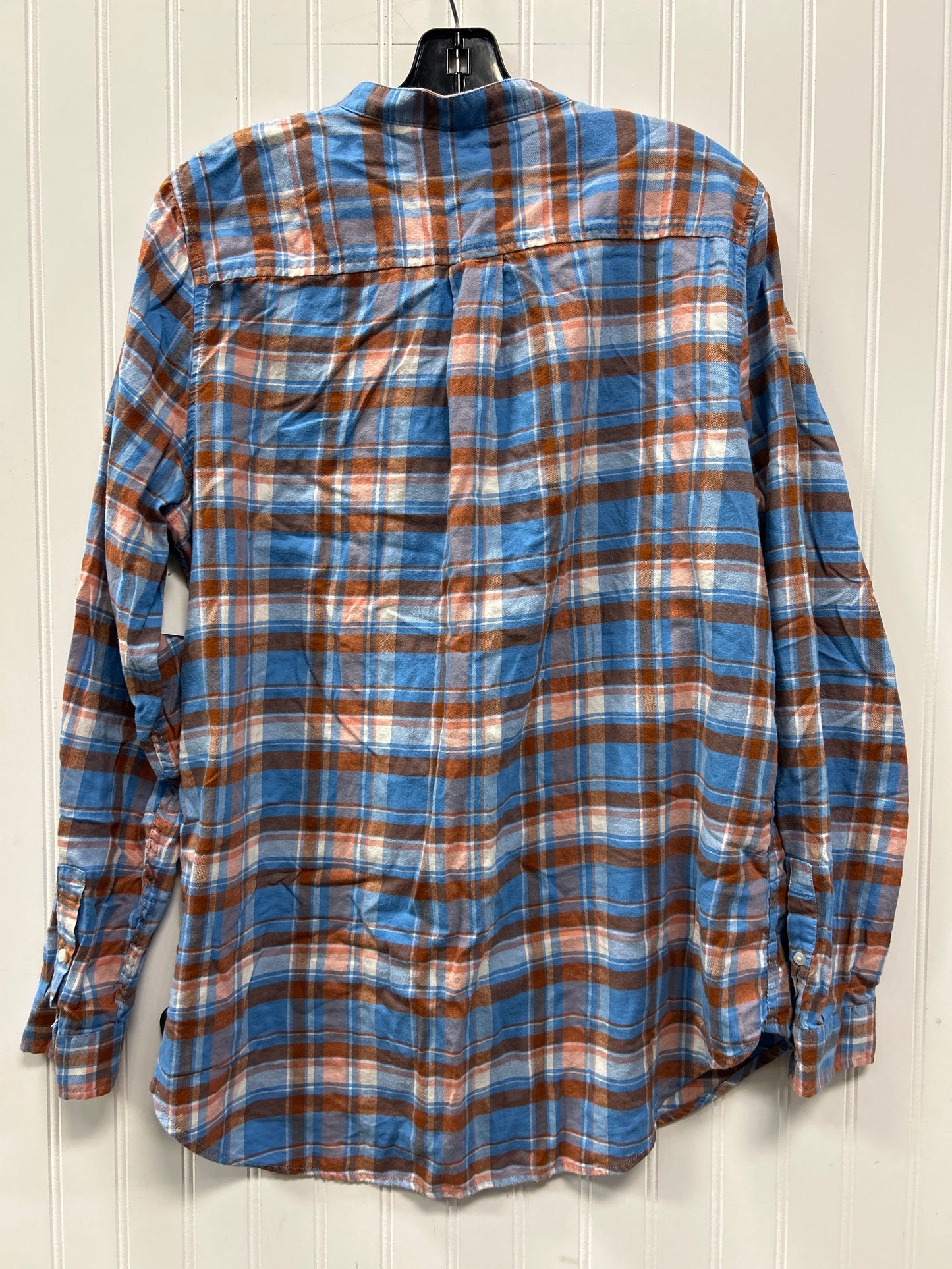 Top 3/4 Sleeve By Lands End In Plaid Pattern, Size:16