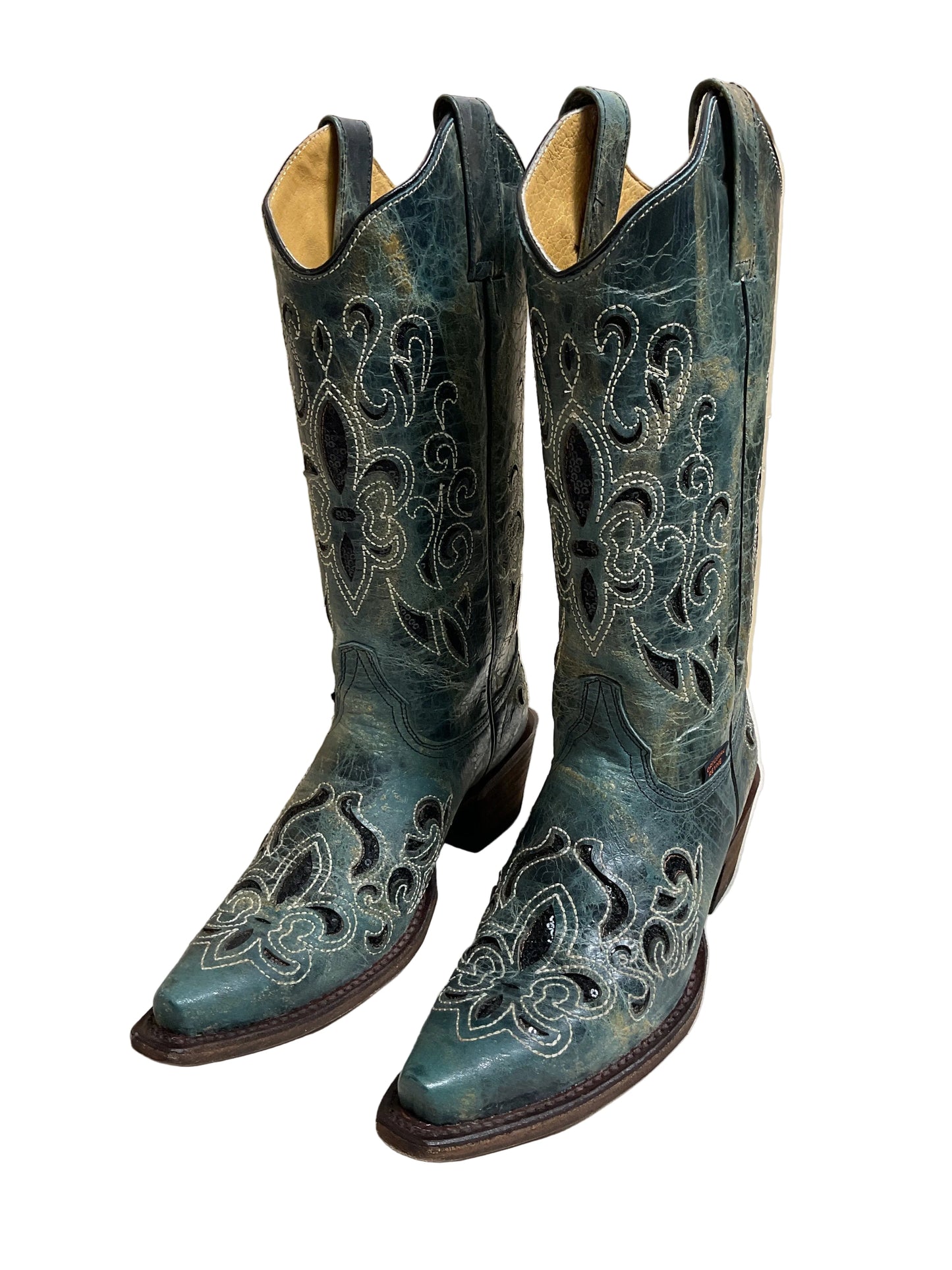 Boots Western By Cmb In Black & Blue, Size:7.5