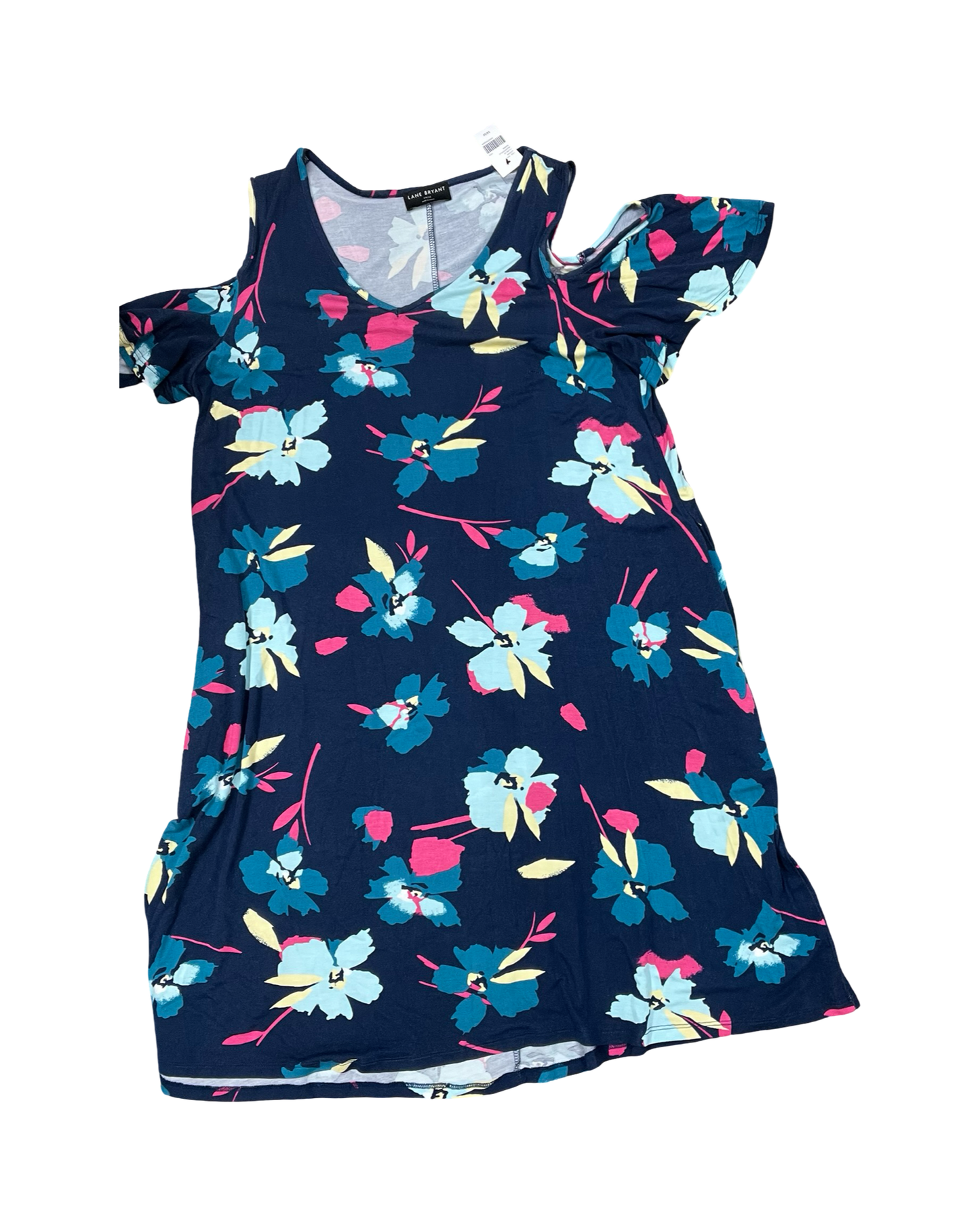 Dress Casual Midi By Lane Bryant In Blue & Pink, Size:L