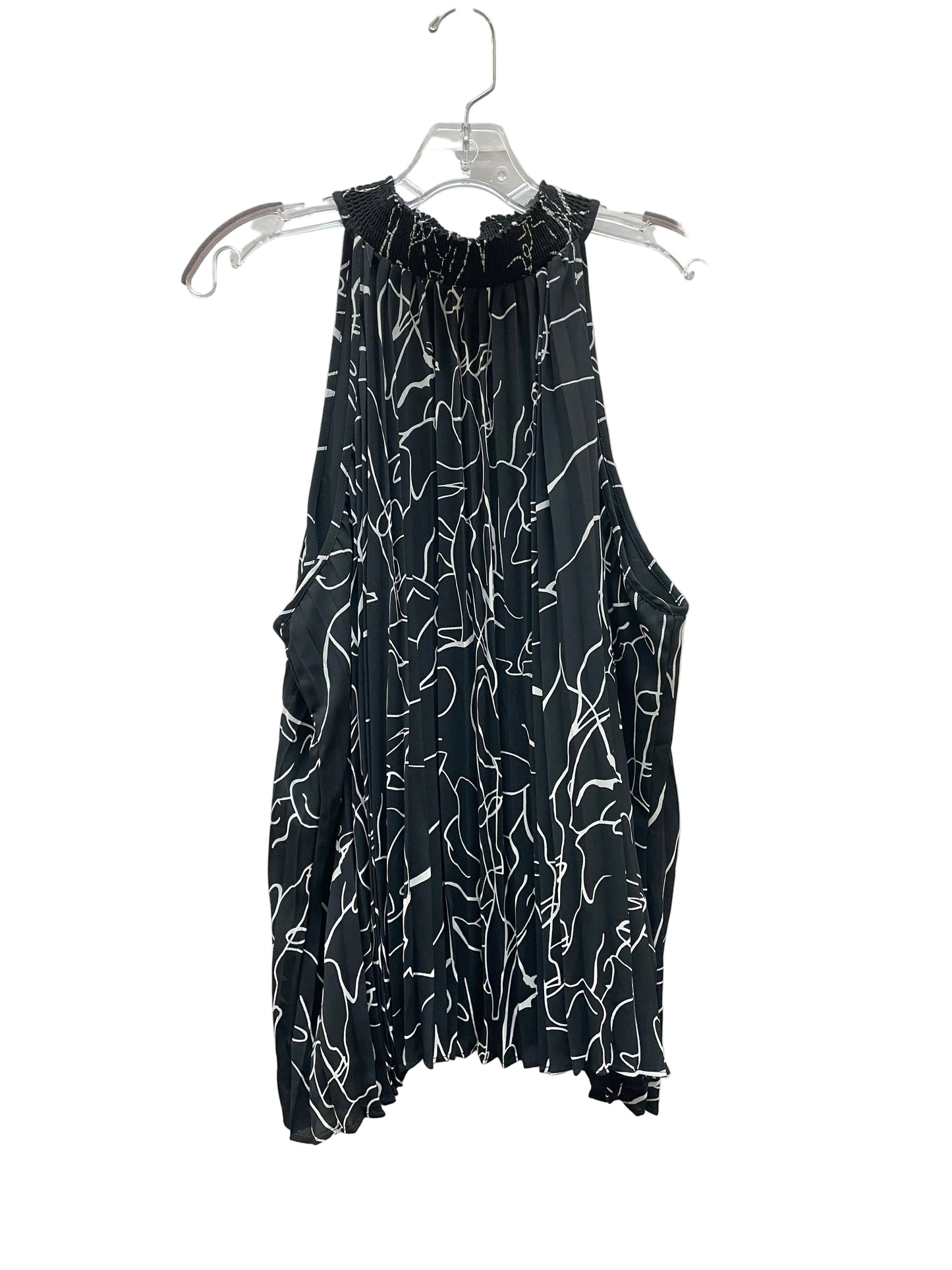 Top Sleeveless Basic By Tahari In Black & White, Size:Xl