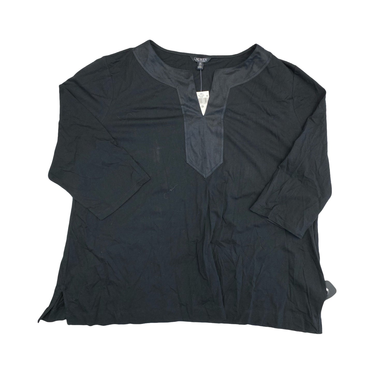 Top 3/4 Sleeve By Lauren By Ralph Lauren In Black, Size:3X