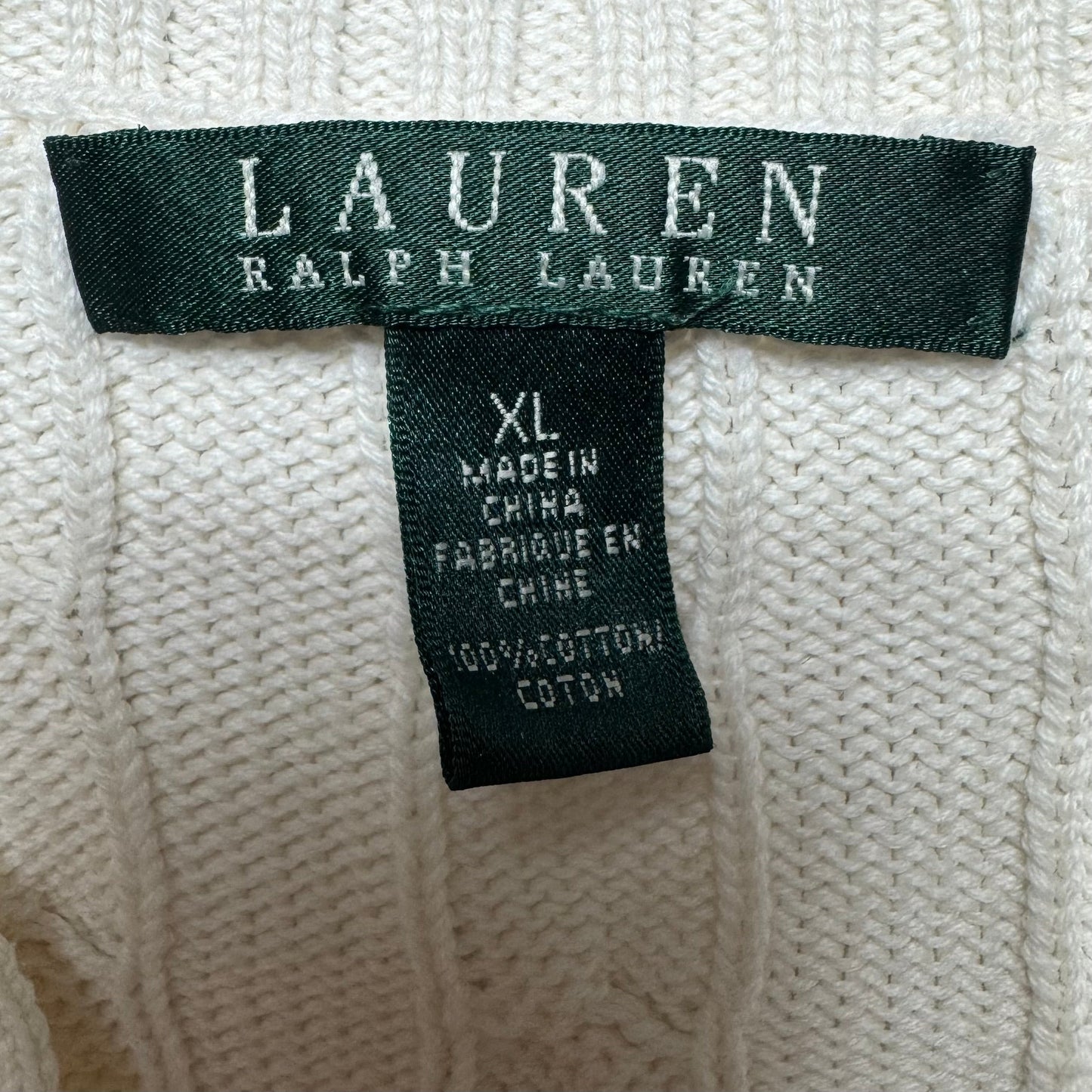 Sweater By Lauren By Ralph Lauren In Cream, Size: Xl