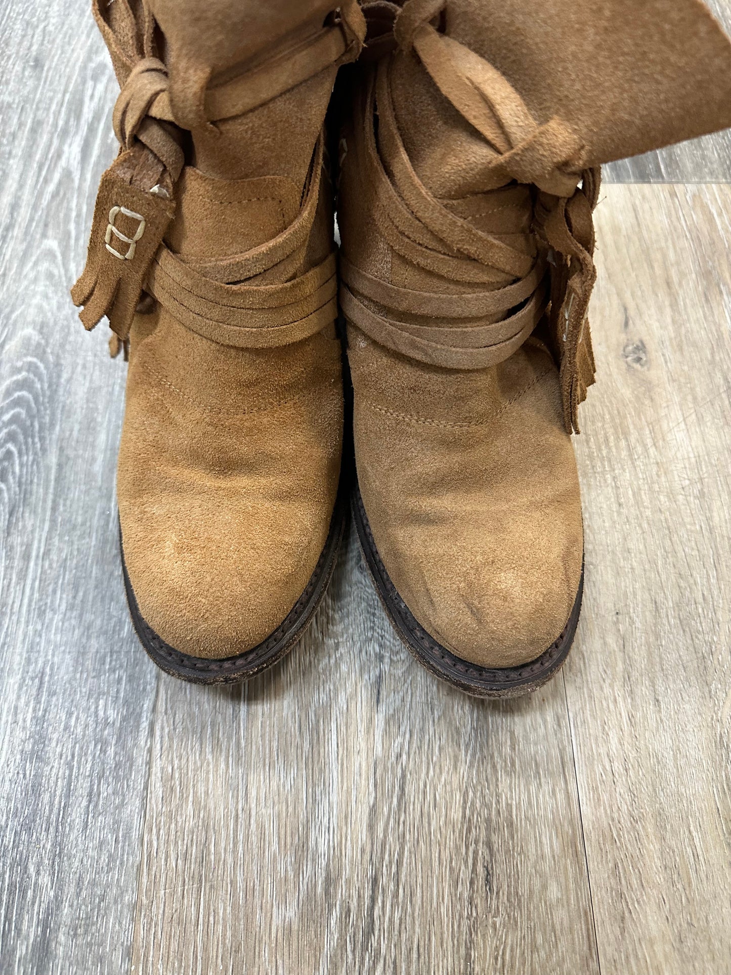 Boots Ankle Heels By Miss Macie In Tan, Size: 8.5