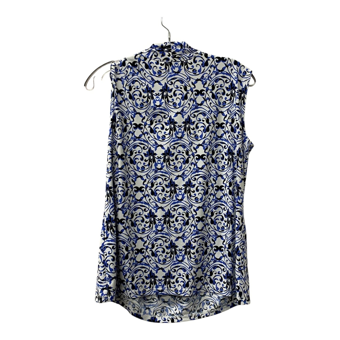 Top Sleeveless By Dana Buchman In Blue & White, Size:L