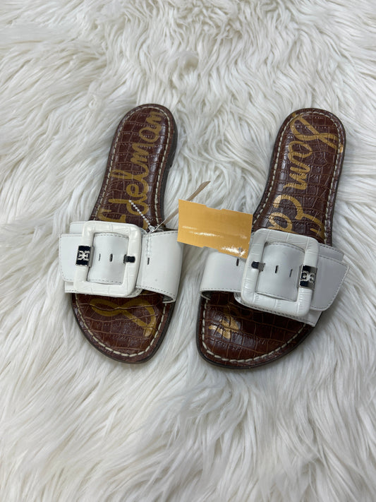 Sandals Flats By Sam Edelman In Brown & White, Size:7.5