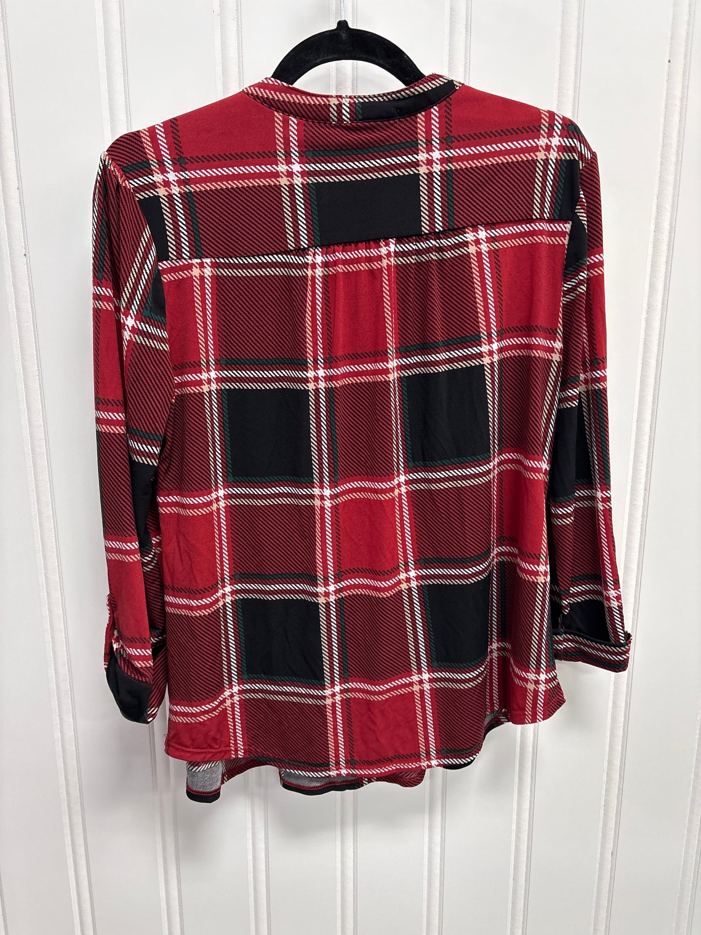 Top 3/4 Sleeve By Roz And Ali In Plaid Pattern, Size:M