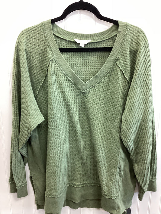 Top Ls By Time And Tru In Green, Size:2X