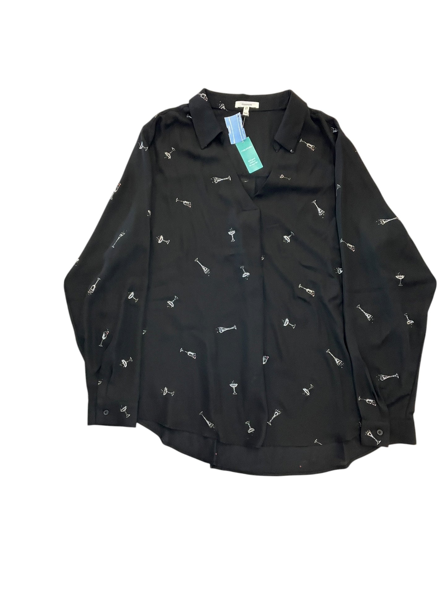 Blouse Ls By Maurices In Black, Size:Xxl