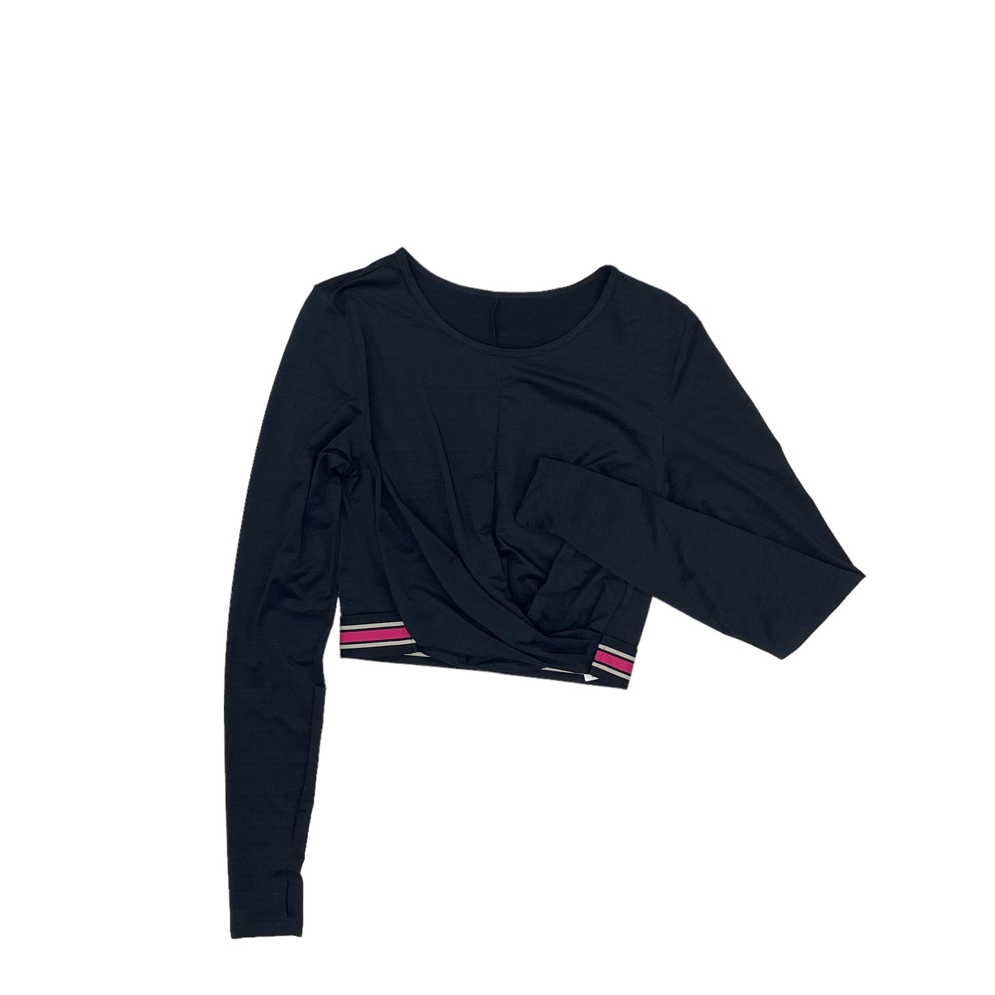 BLACK FABLETICS ATHLETIC TOP LS CREWNECK, Size S