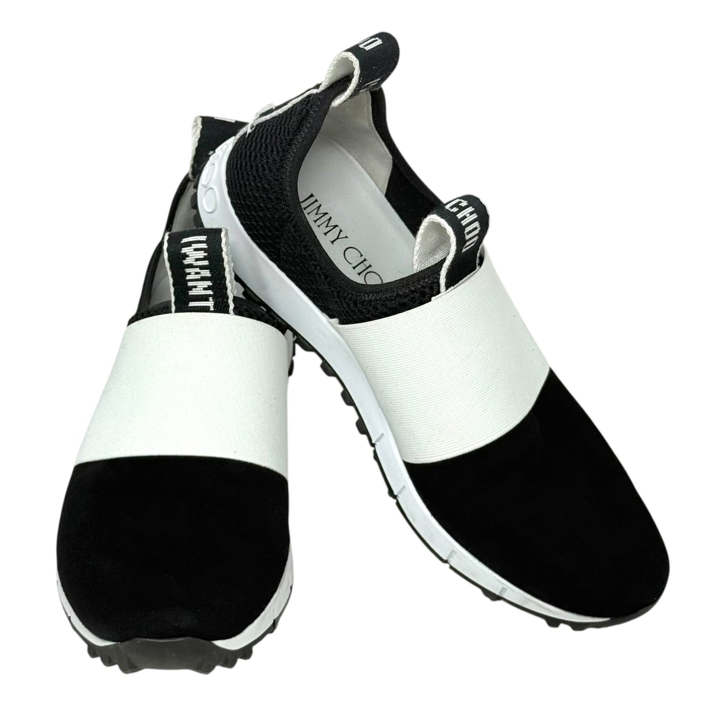 Oakland Suede Trainers Luxury Designer By Jimmy Choo In Black & White, Size: US 8/EU 38.5