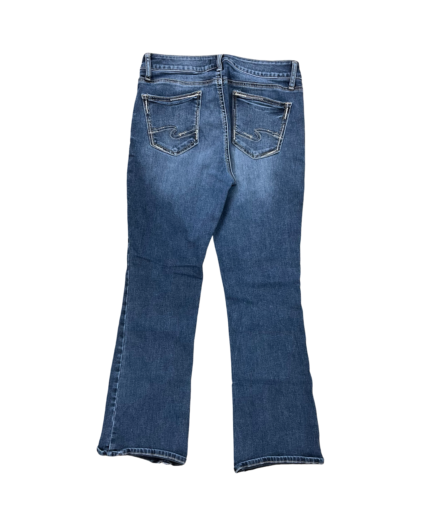 Jeans Boot Cut By Silver In Blue Denim, Size:12
