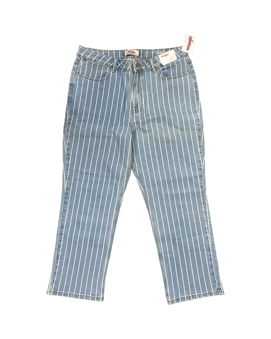 Jeans Cropped By Wrangler In Blue & White, Size:14