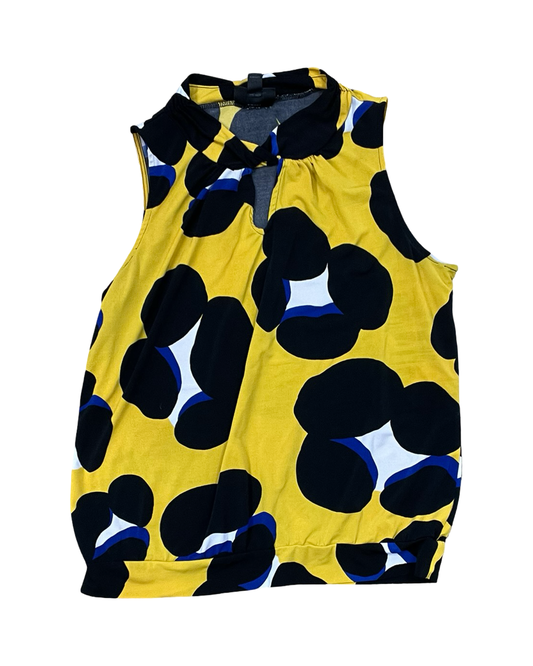 Top Sleeveless By Worthington In Black & Yellow, Size:Mp
