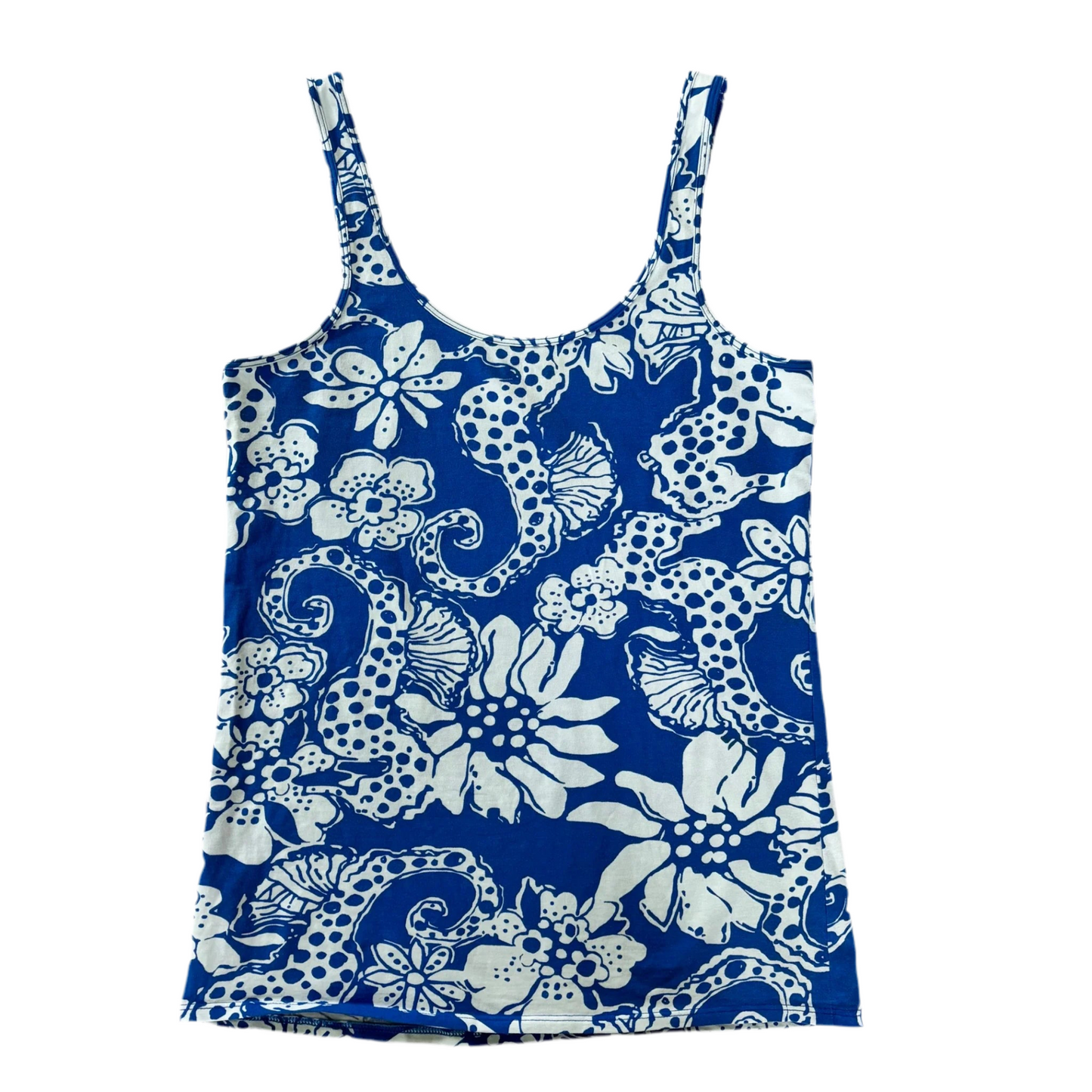 Top Sleeveless Designer By Lilly Pulitzer In Blue & White, Size: L