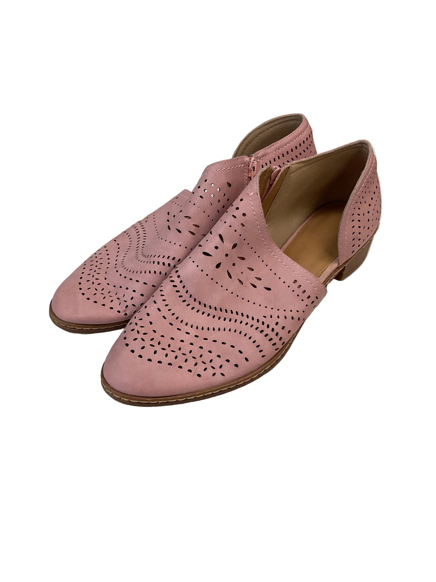 Boots Ankle Heels By Clothes Mentor In Pink, Size:9