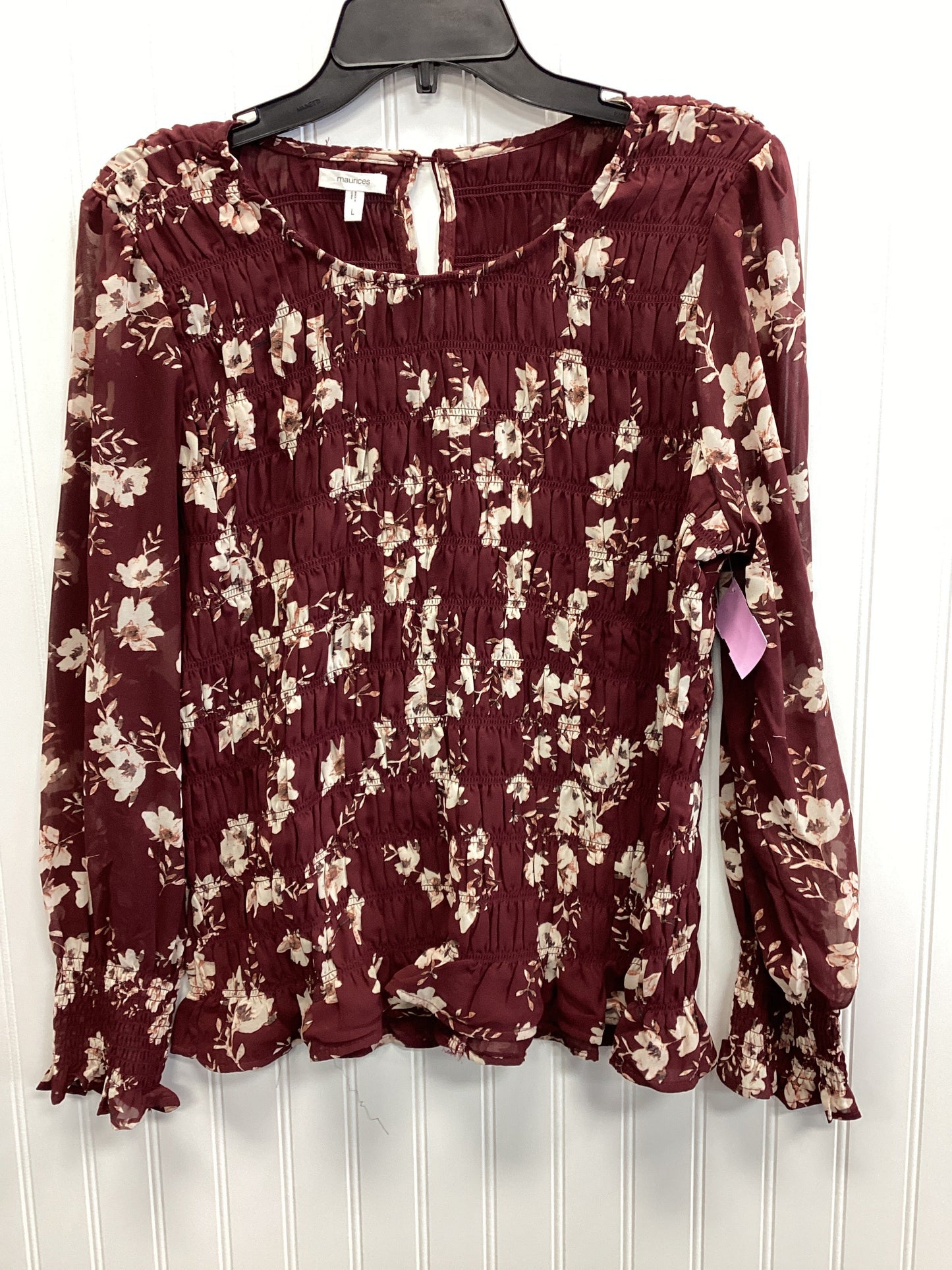 Top Ls By Maurices In Maroon, Size:L