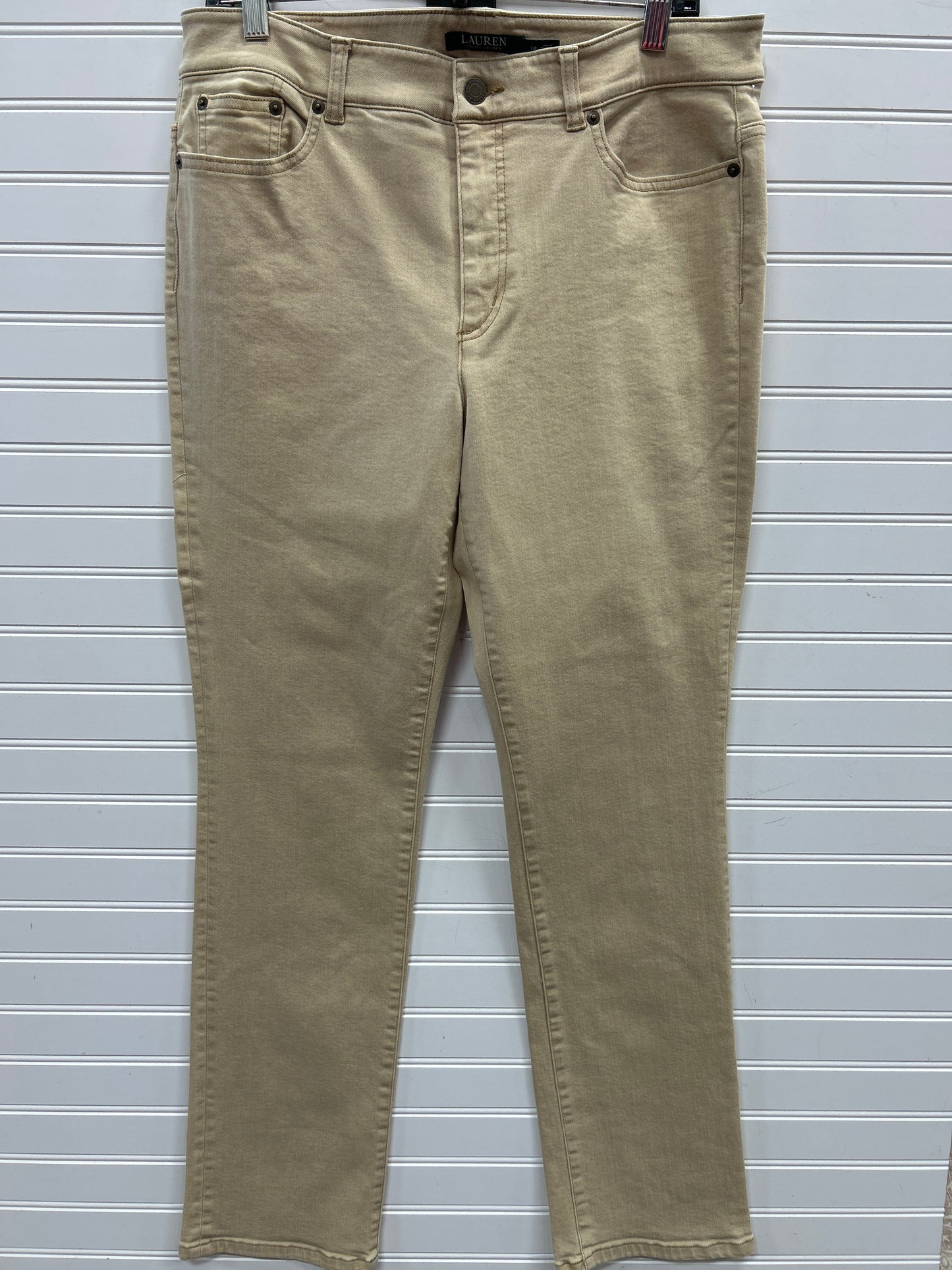 Jeans Straight By Ralph Lauren In Cream Denim, Size:12