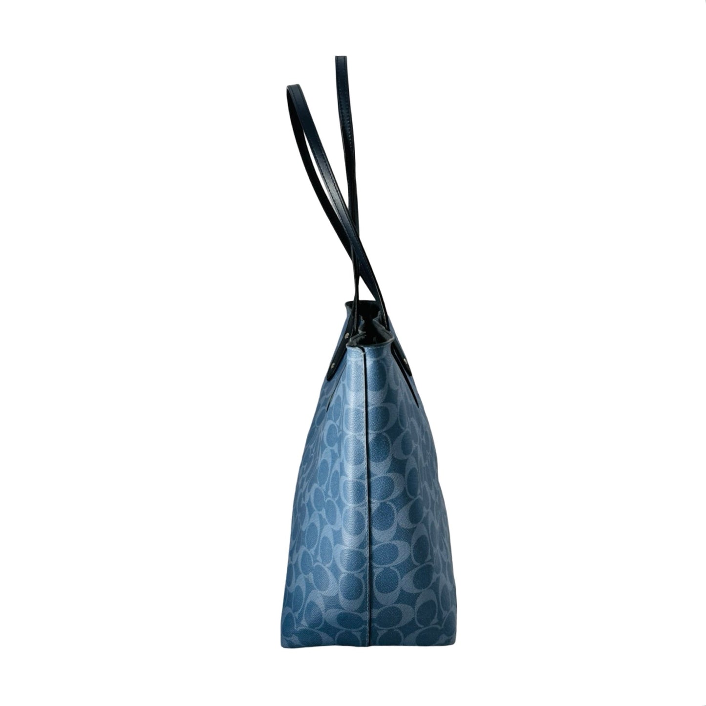 Signature Coated Canvas Town Tote Shoulder Handbag Designer By Coach  Size: Medium