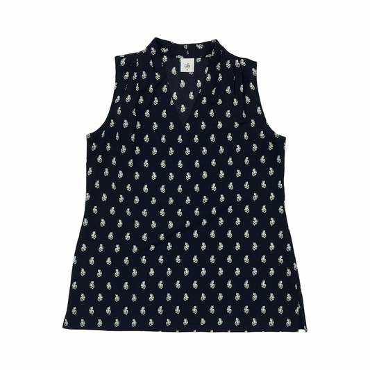 Blouse Sleeveless By Cabi In Black & White, Size:M