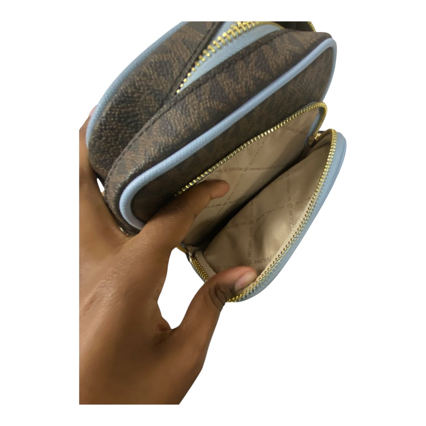 Handbag Designer By Michael Kors In Blue & Brown, Size:Small