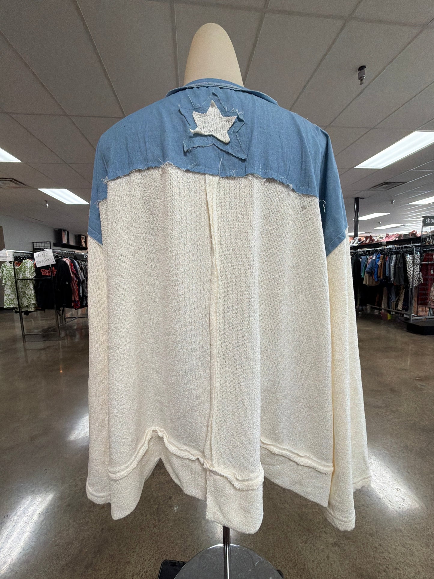 Top Ls By Pol In Blue & White, Size:S