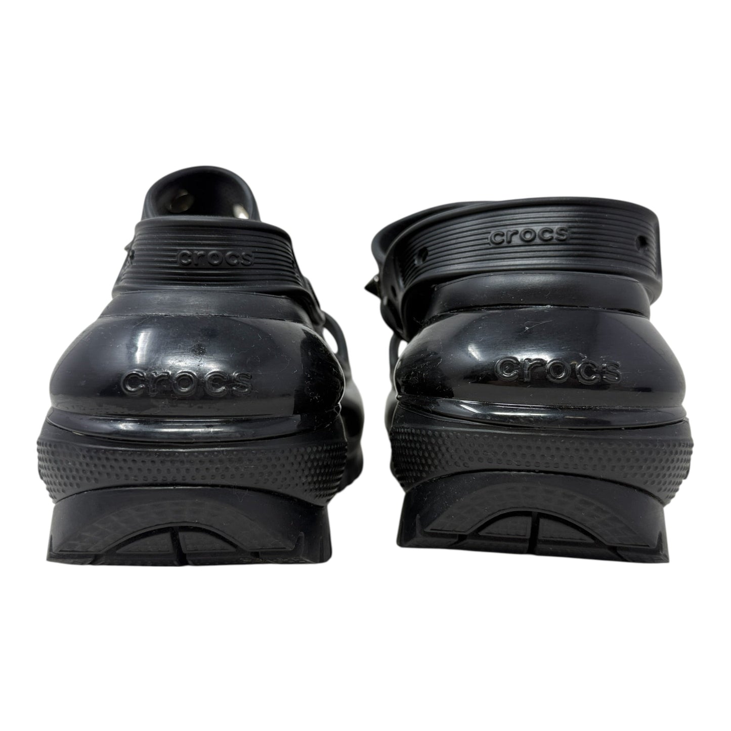 Mega Crush Spike Studded Sandals Heels Platform By Crocs In Black, Size: 5