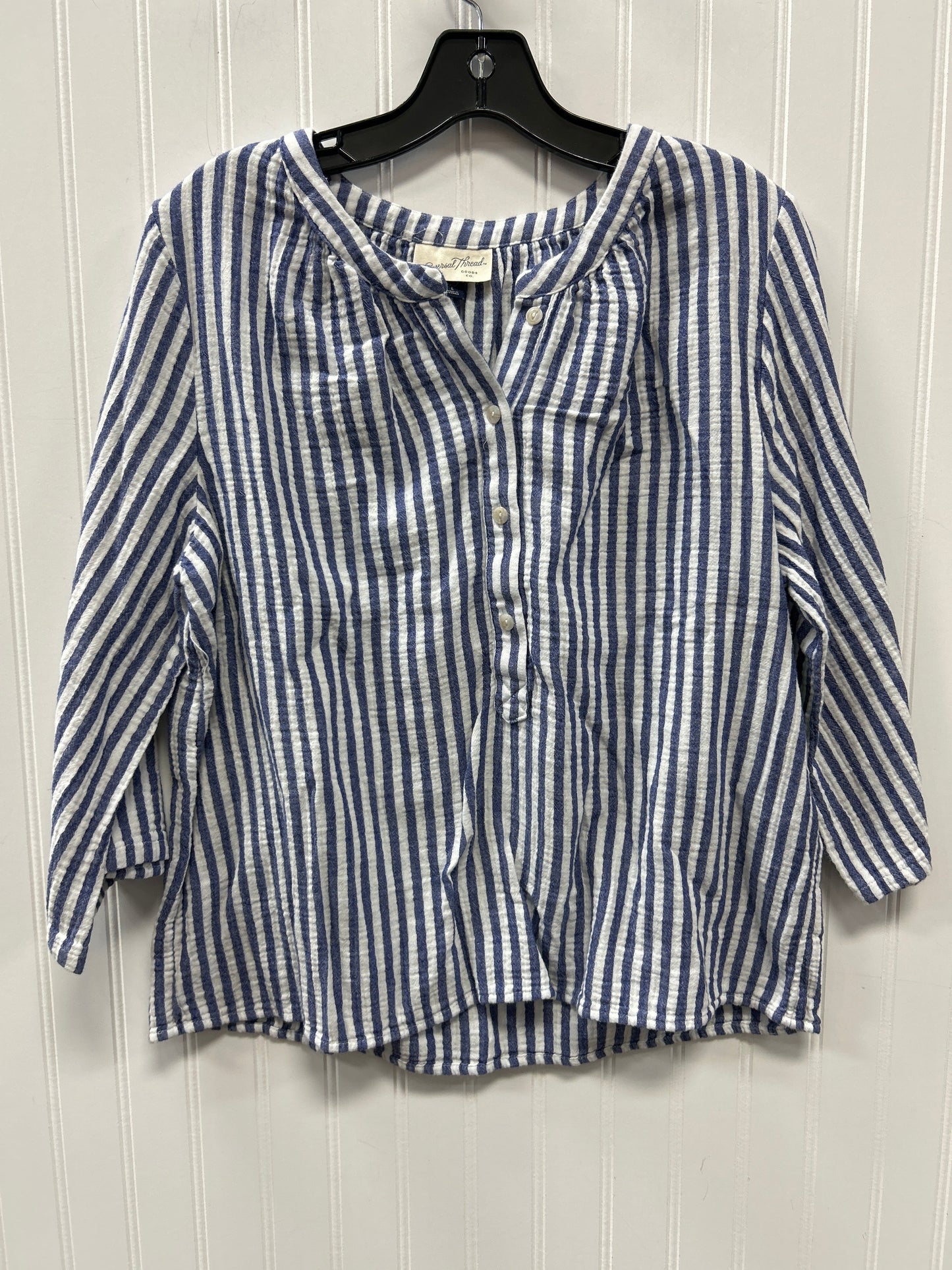 Blouse Ls By Universal Thread In Blue & White, Size:L