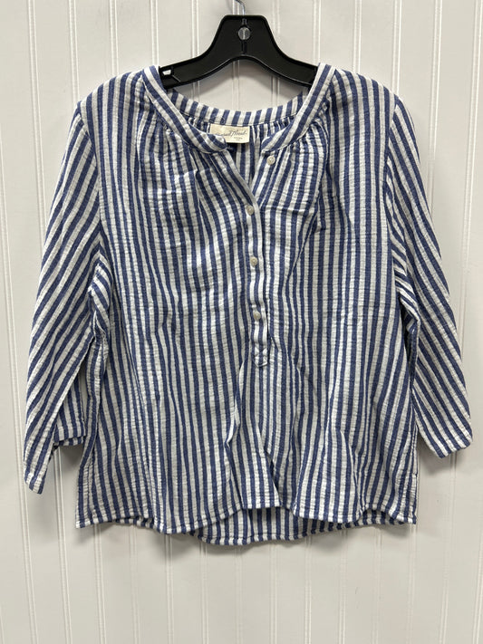 Blouse Ls By Universal Thread In Blue & White, Size:L