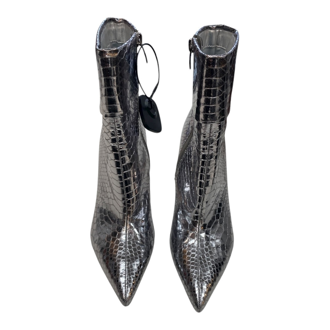 Boots Ankle Heels By Nine West In Silver, Size:7.5