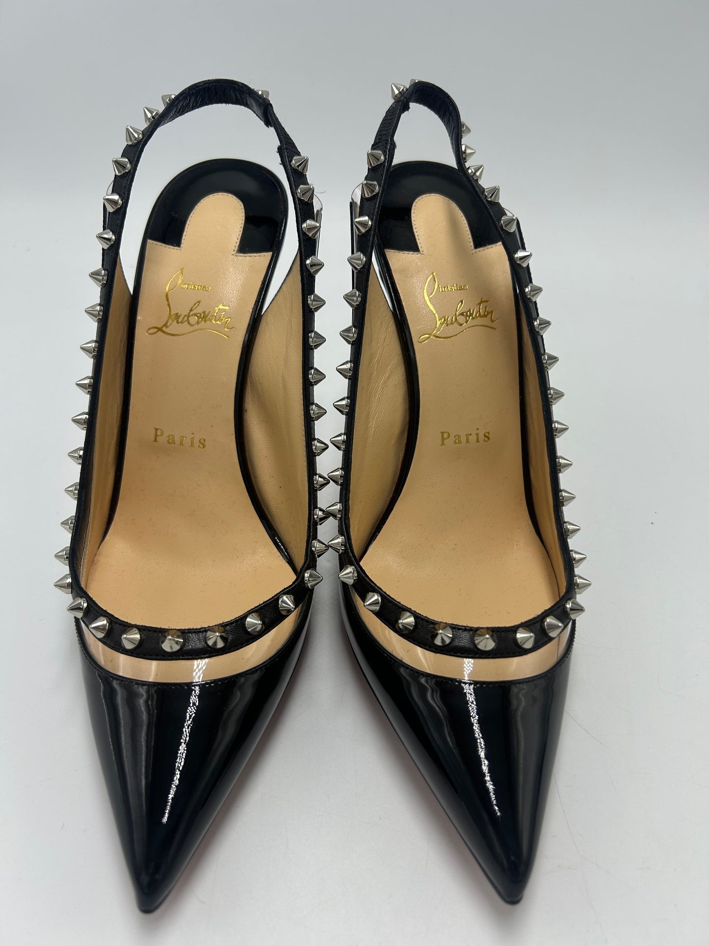 Christian Louboutin Brigadine Spike Luxury Slingback Designer Shoes, Size: 10.5 (40.5)