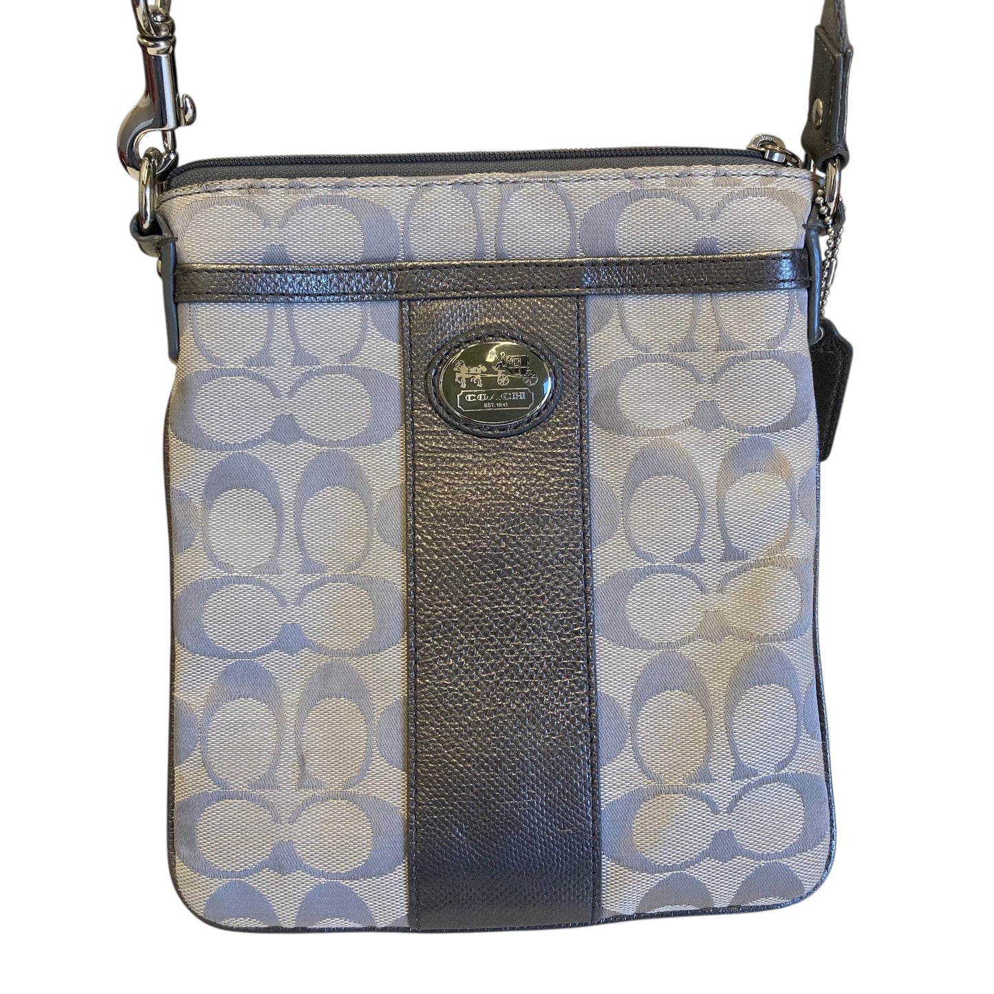Crossbody Designer By Coach In Grey, Size:Small