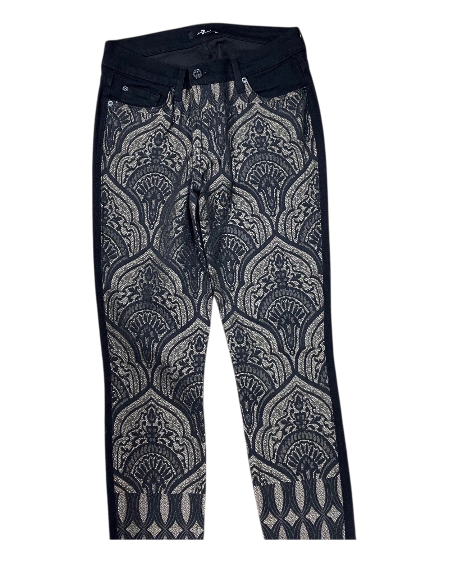 Jeans Skinny By 7 For All Mankind In Black & Gold, Size:10