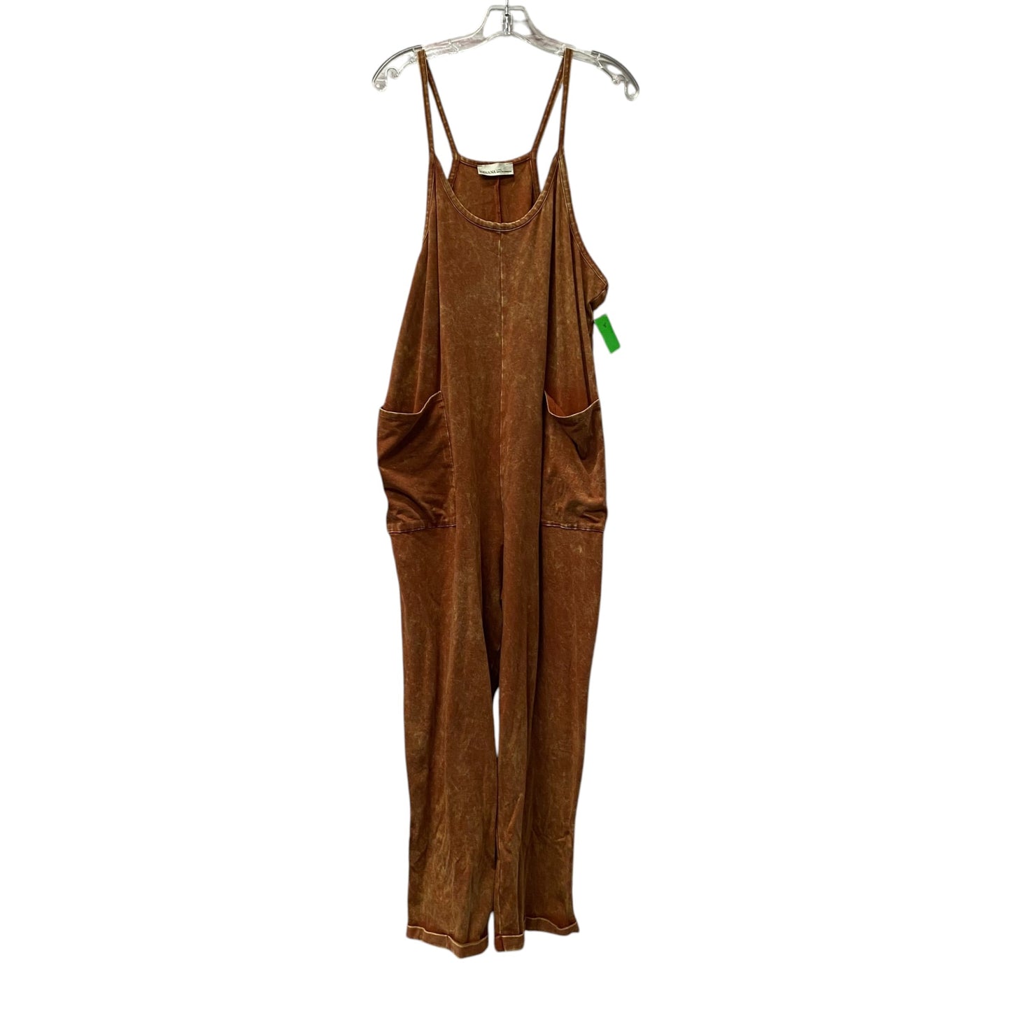 Overalls By Zenana In Brown, Size:L