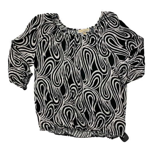 Top 3/4 Sleeve By Michael By Michael Kors In Black & White, Size:Xl