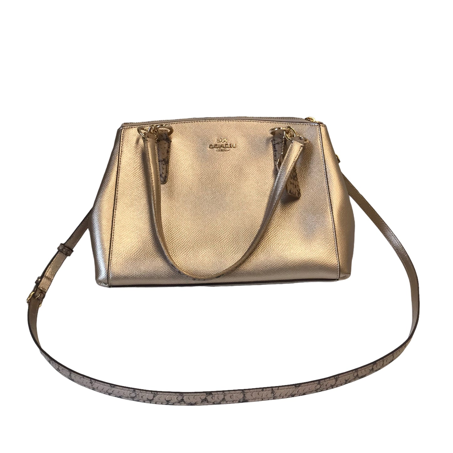 Crossbody Designer By Coach In Gold, Size:Medium