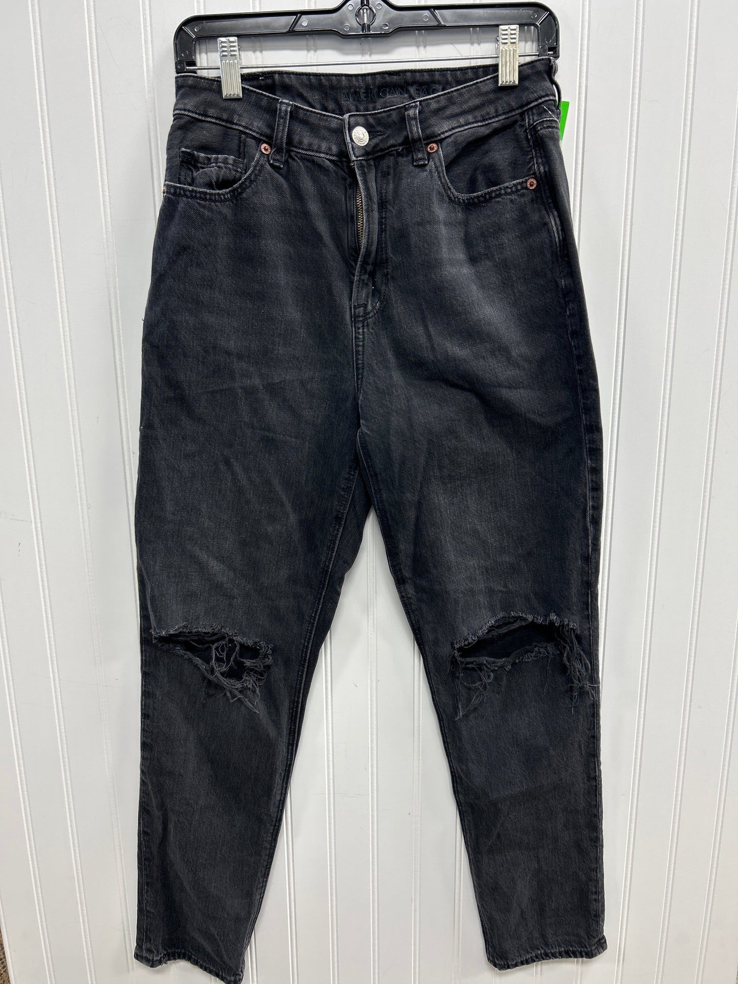 Jeans Straight By American Eagle In Black Denim, Size:4
