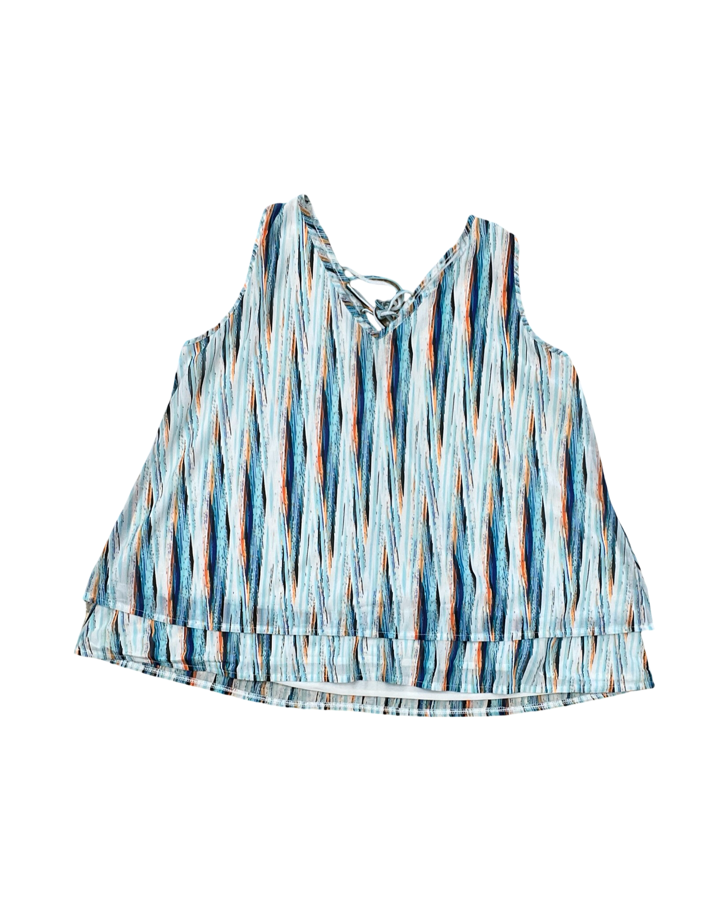 Top Sleeveless By Worthington In Blue & White, Size:Xl