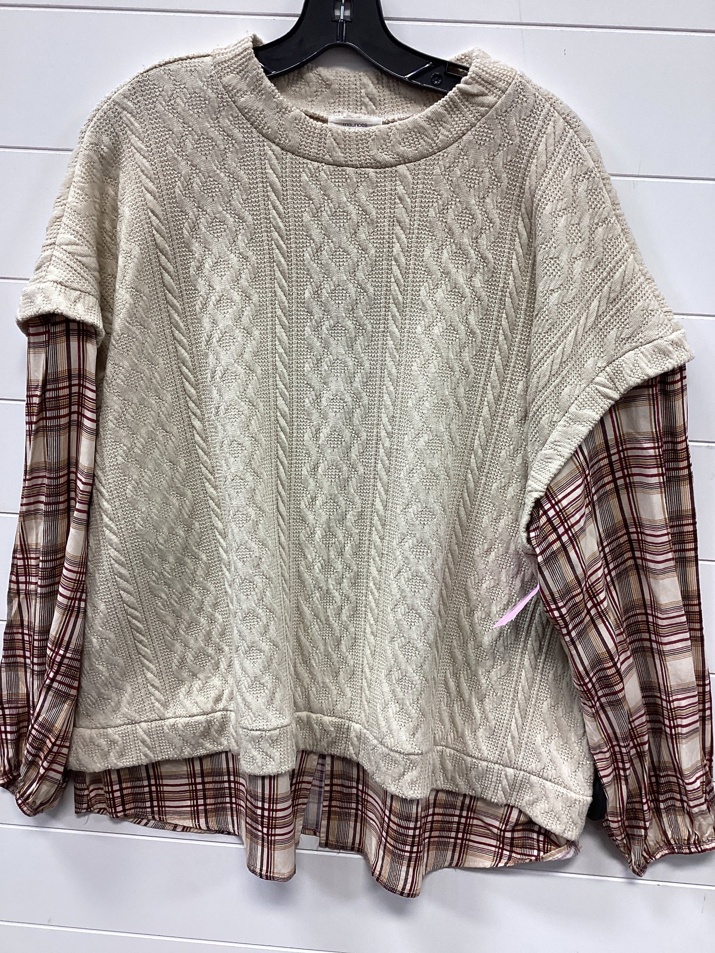 Top Ls By Maurices In Cream & Red, Size:2X