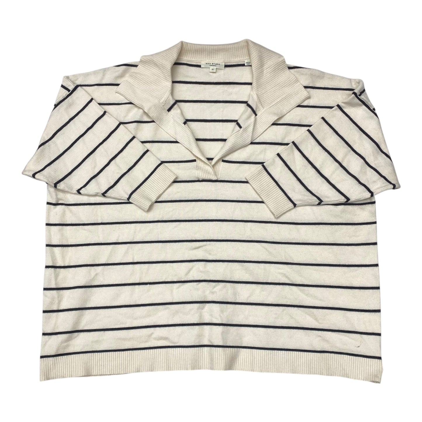 Sweater By Max Studio In Black & Cream, Size:1X