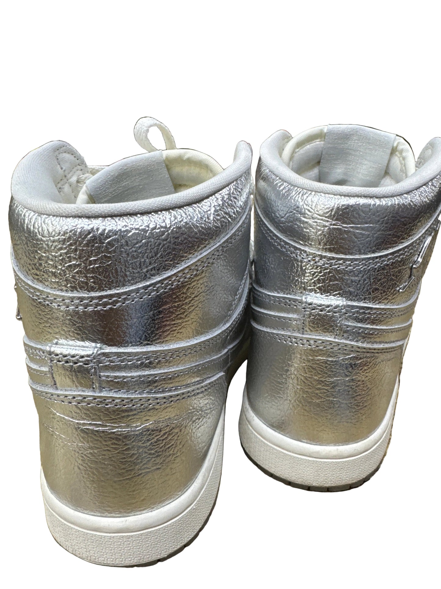 Shoes Luxury Designer By Jordan In Silver, Size:8.5