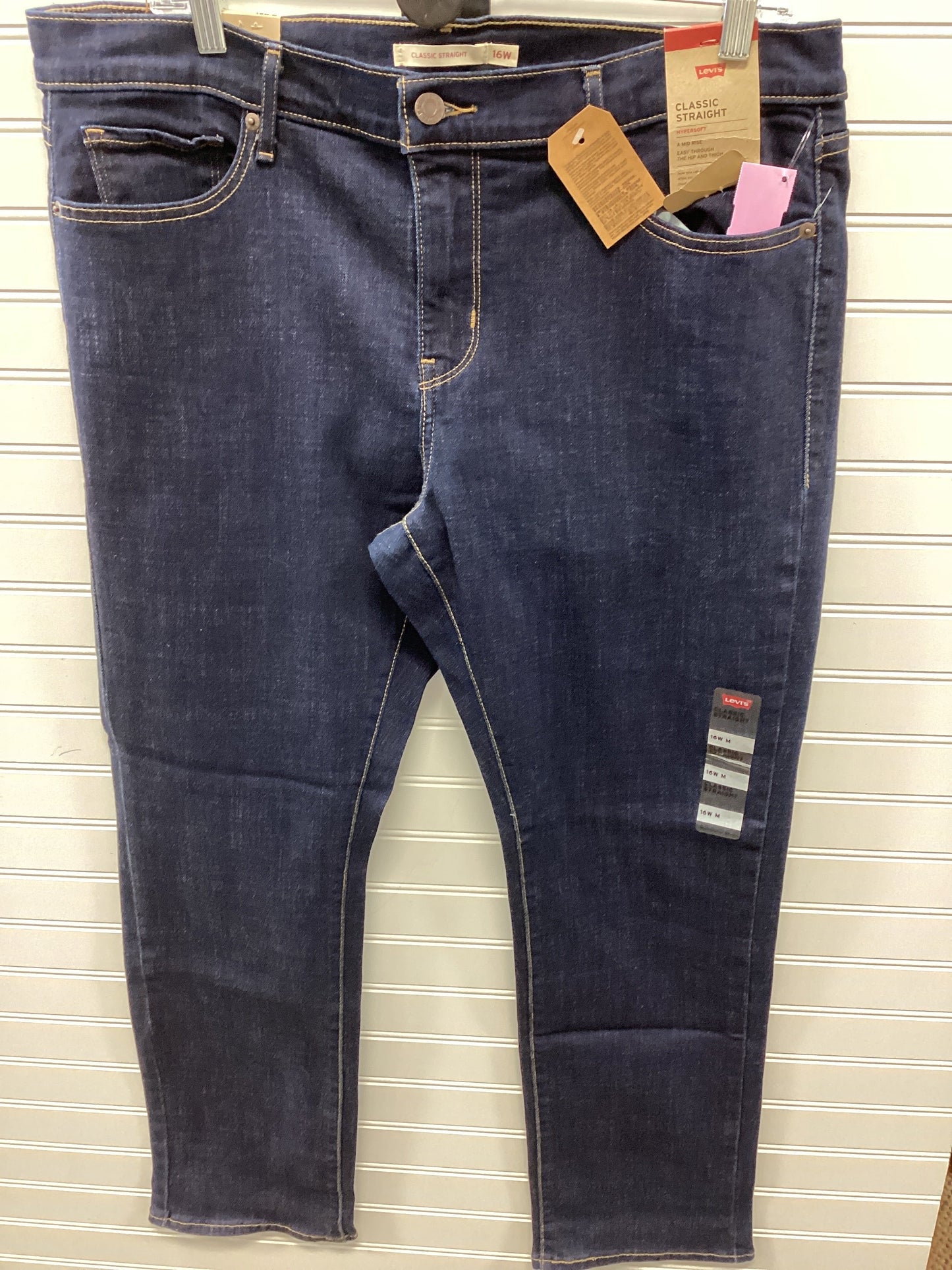 Jeans Straight By Levis Signature In Blue Denim, Size:16