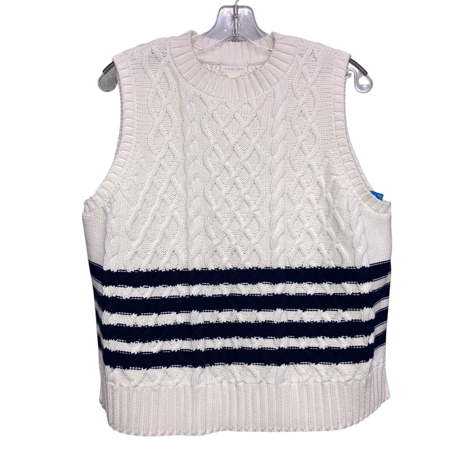Vest Sweater By Caslon In Blue & Cream, Size:Xl