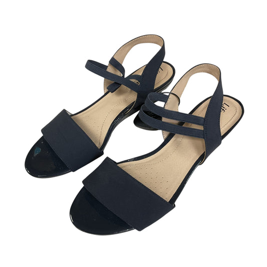 Sandals Heels Wedge By Life Stride In Navy, Size:9