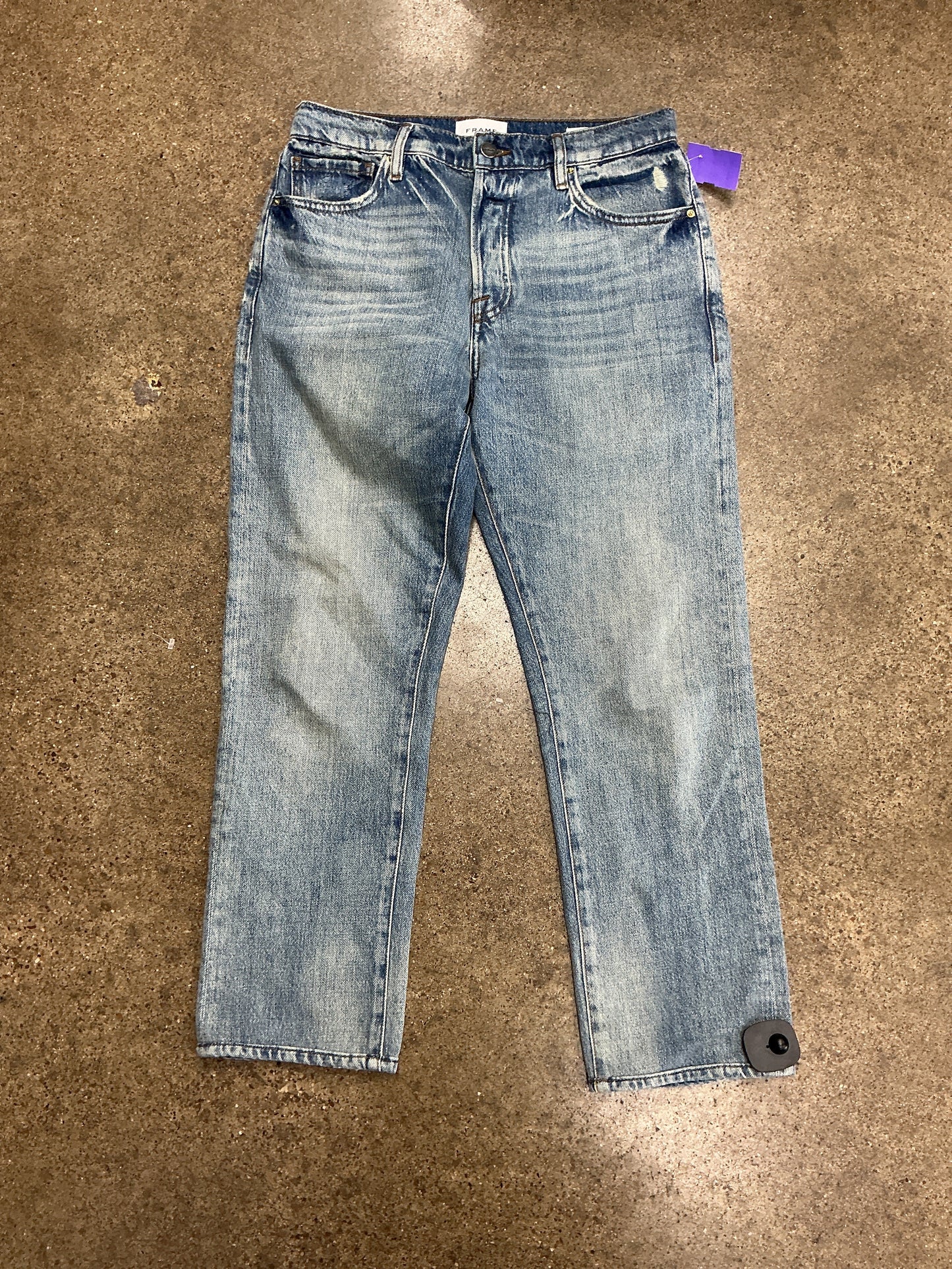 Jeans Straight By Frame In Blue Denim, Size:2