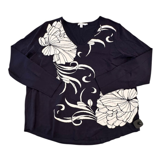 Sweater By Chicos In Blue & White, Size:1X