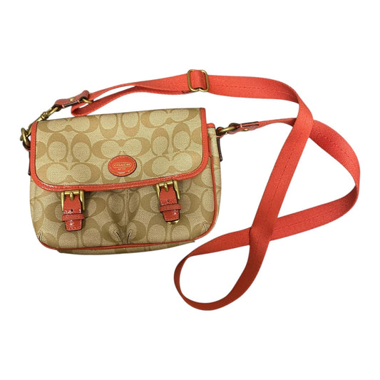 Crossbody Designer By Coach In Orange & Tan, Size:Medium