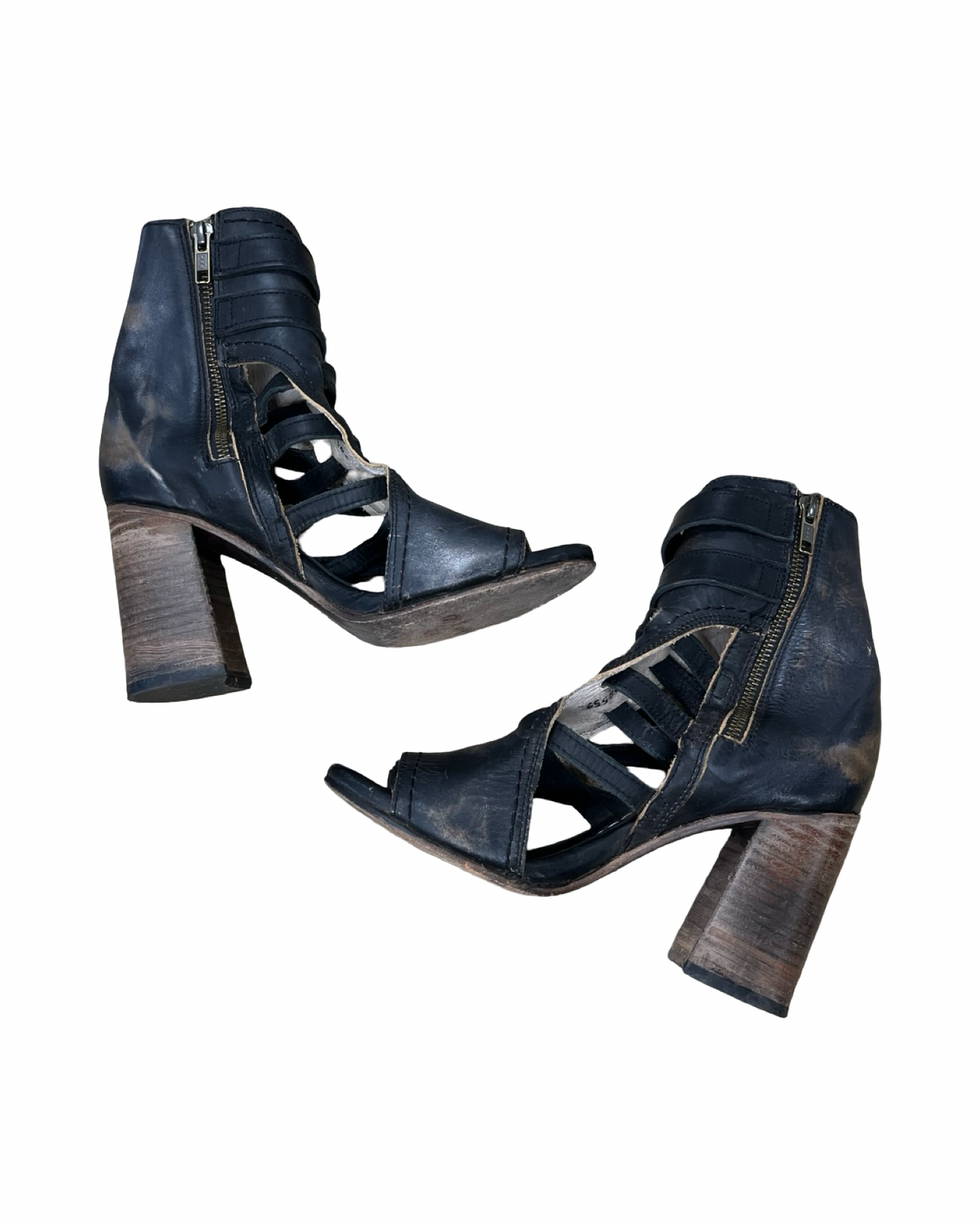 Sandals Heels Block By Freebird In Black, Size:8