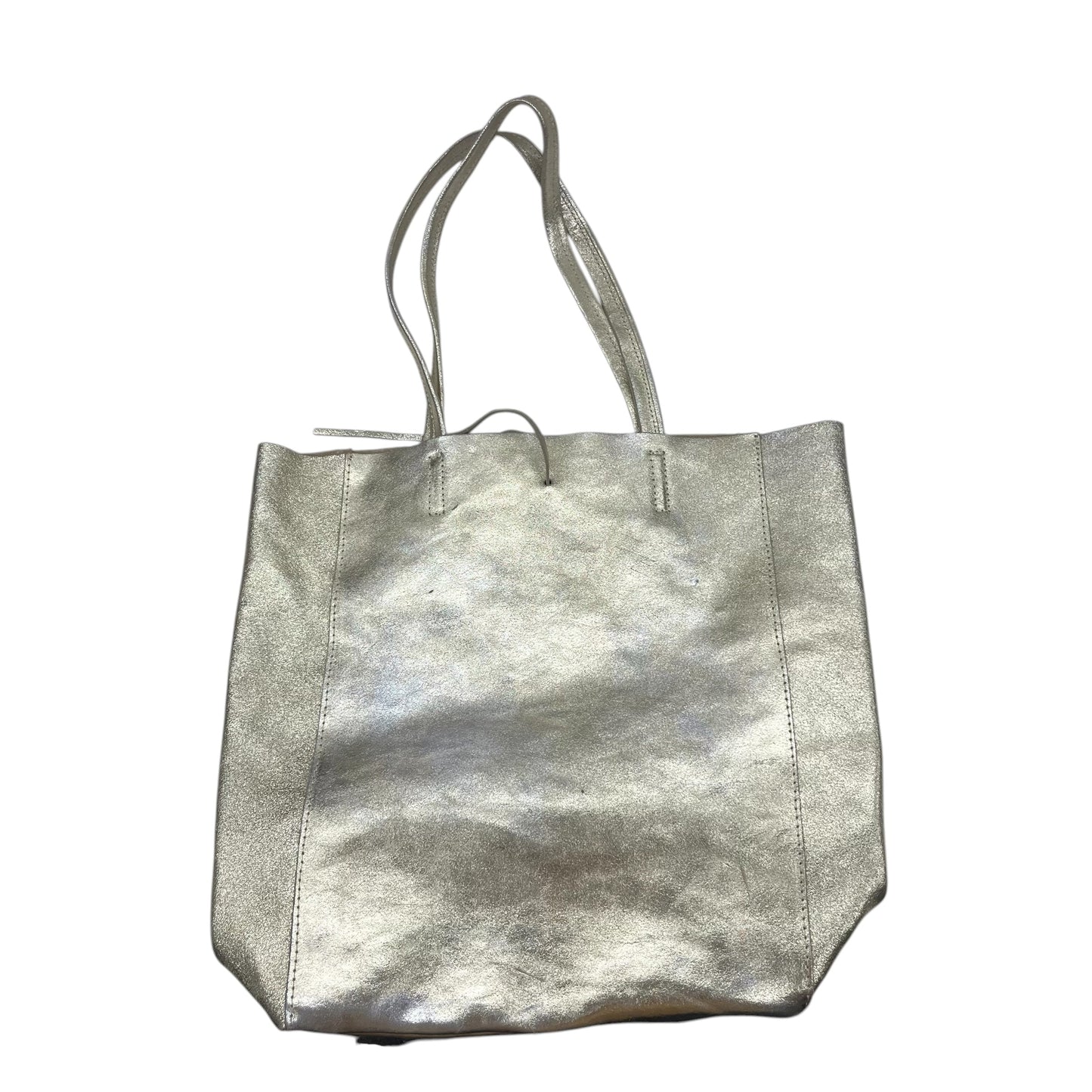 Handbag Leather By Clothes Mentor In Gold, Size:Medium